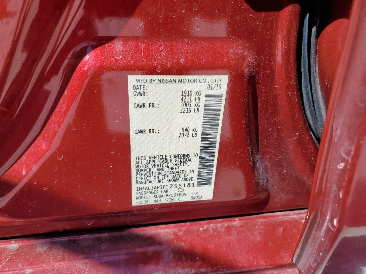 2015 NISSAN ALTIMA 2.5 photo 13