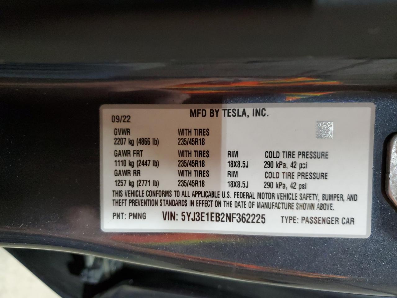 2022 TESLA MODEL 3 photo 12