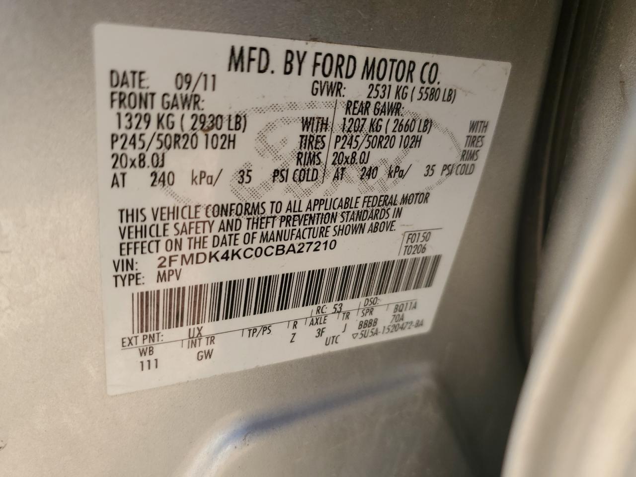 2012 FORD EDGE LIMITED photo 37