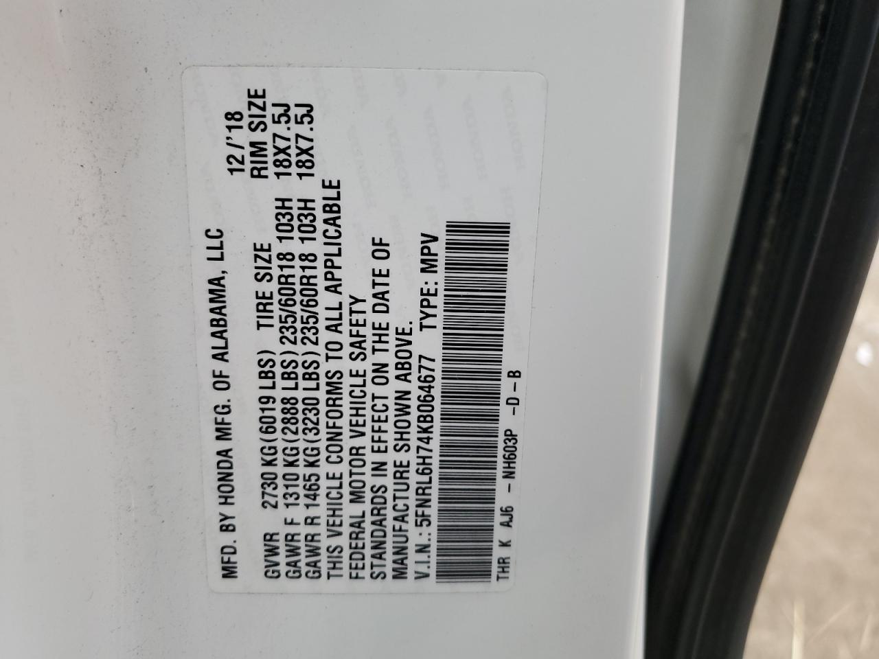 2019 HONDA ODYSSEY EXL photo 13
