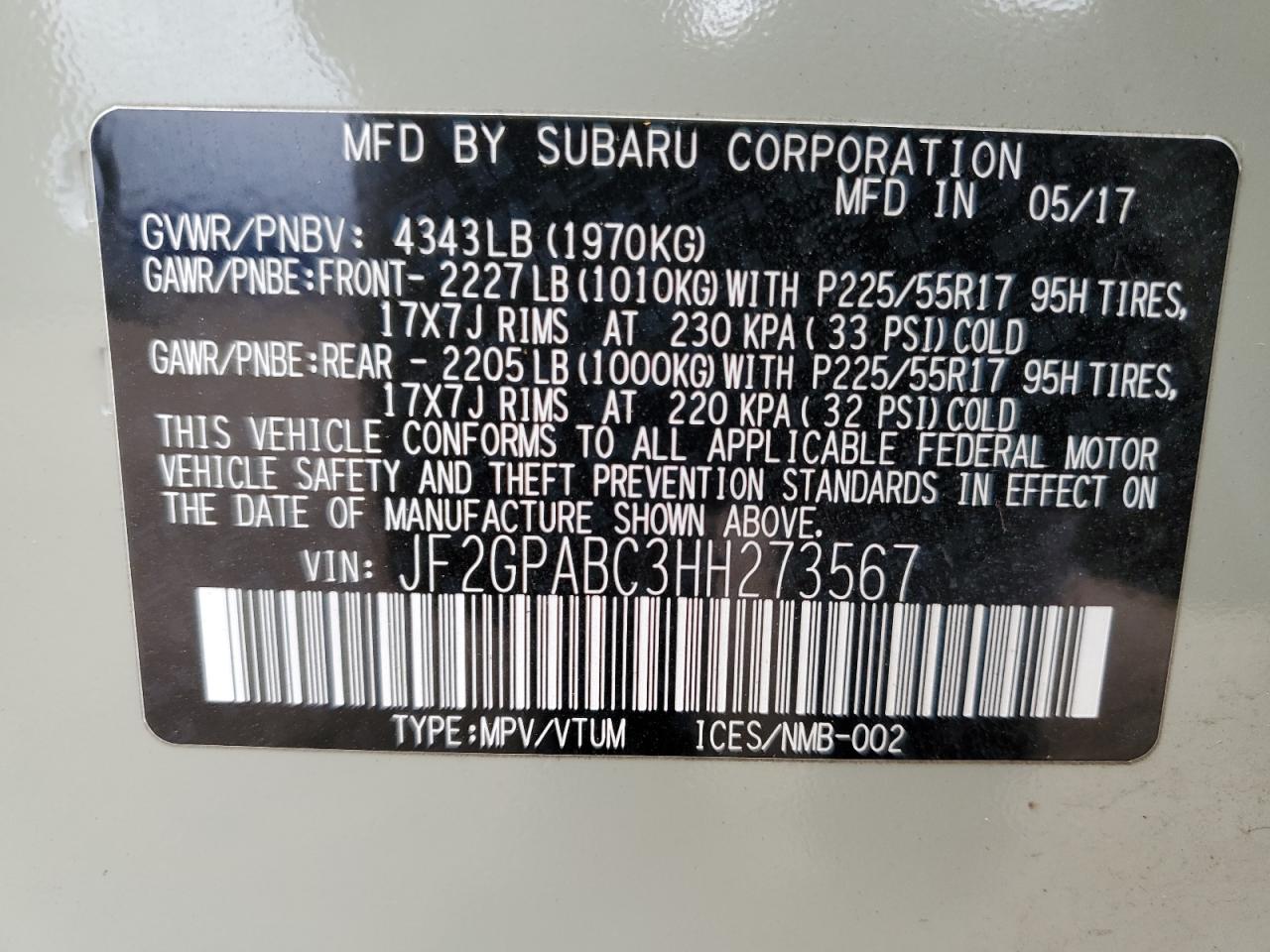 2017 SUBARU CROSSTREK PREMIUM photo 13