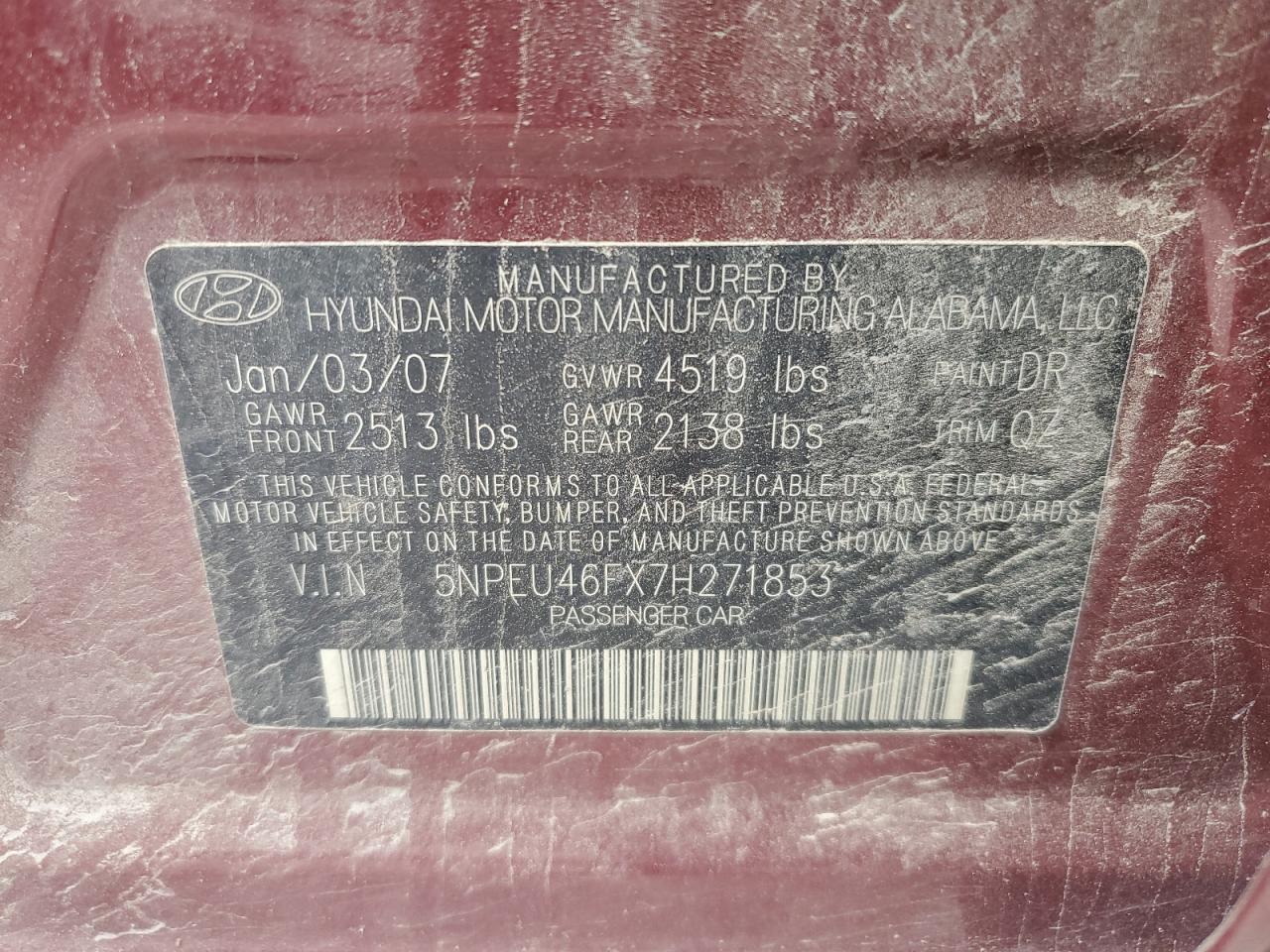 2007 HYUNDAI SONATA SE photo 23
