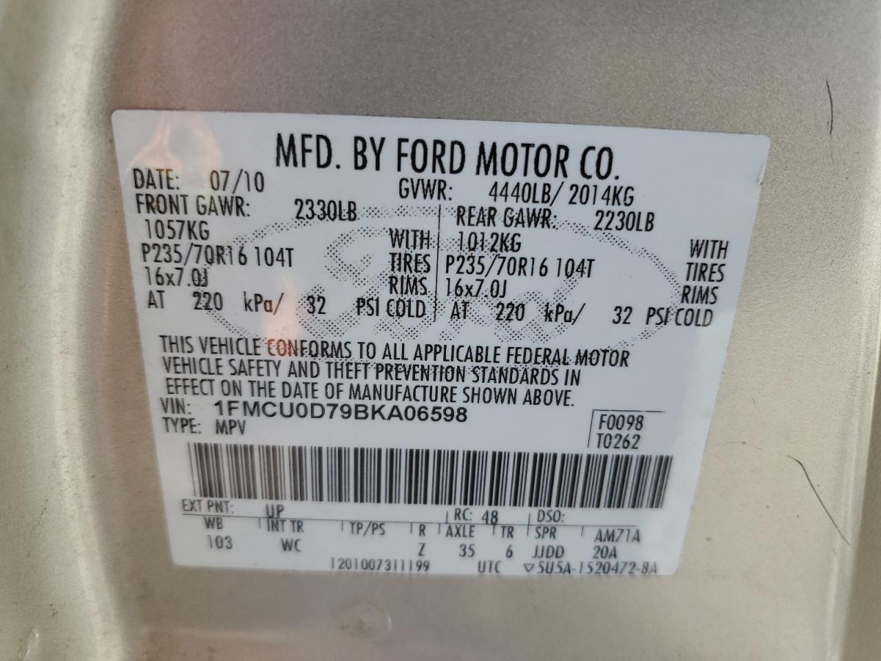 2011 FORD ESCAPE XLT photo 37