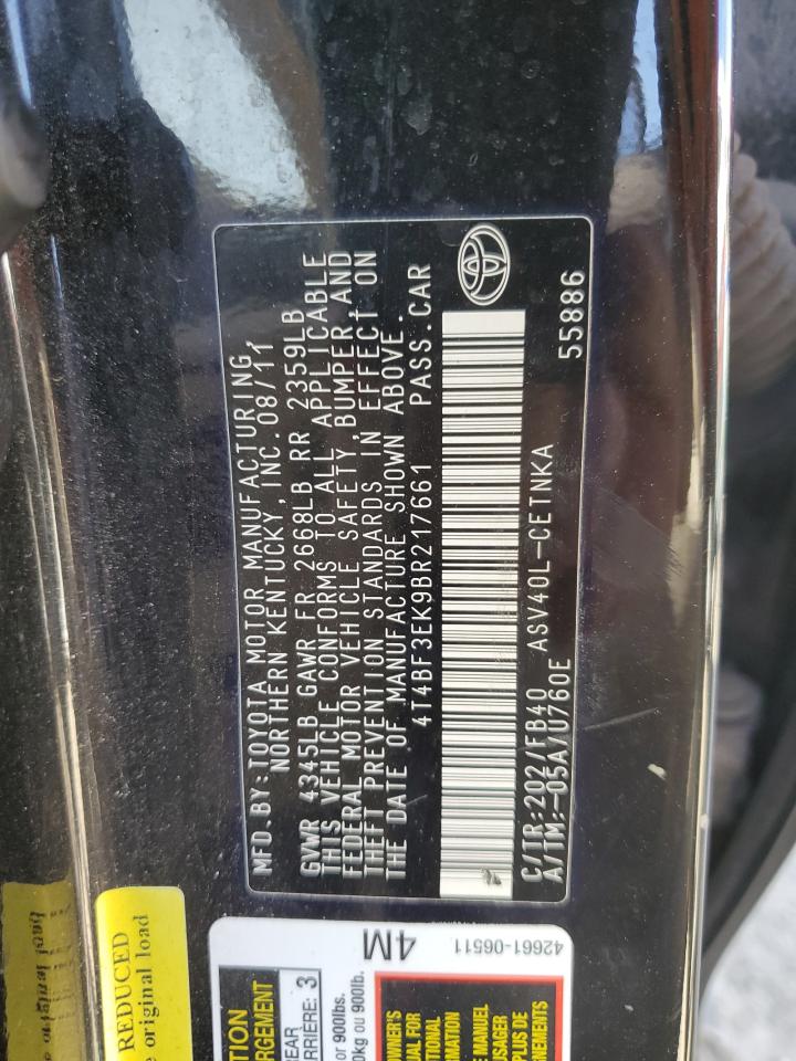 2011 TOYOTA CAMRY BASE photo 12