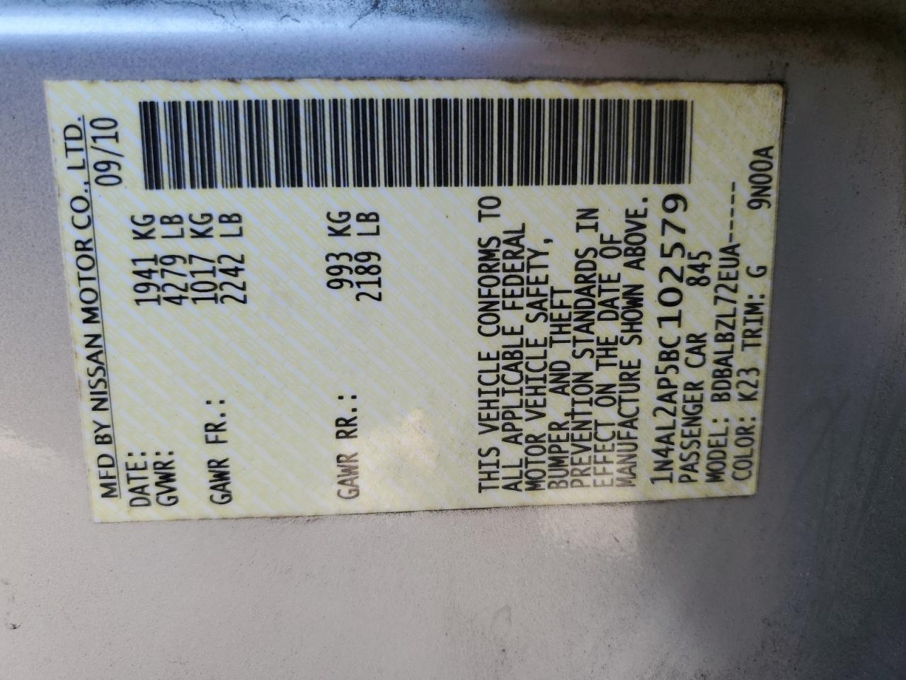 2011 NISSAN ALTIMA 2.5 photo 13