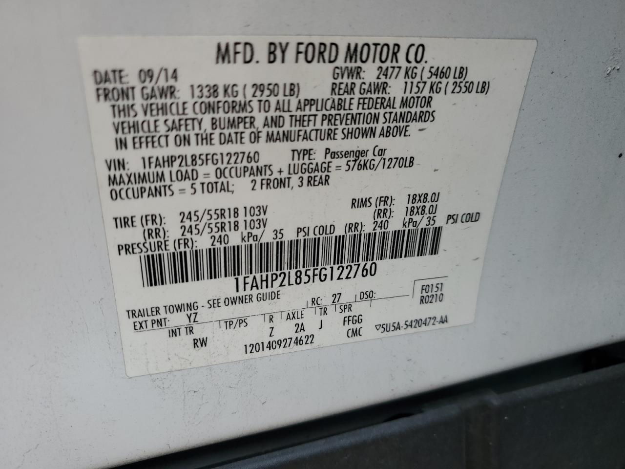 2015 FORD TAURUS photo 23