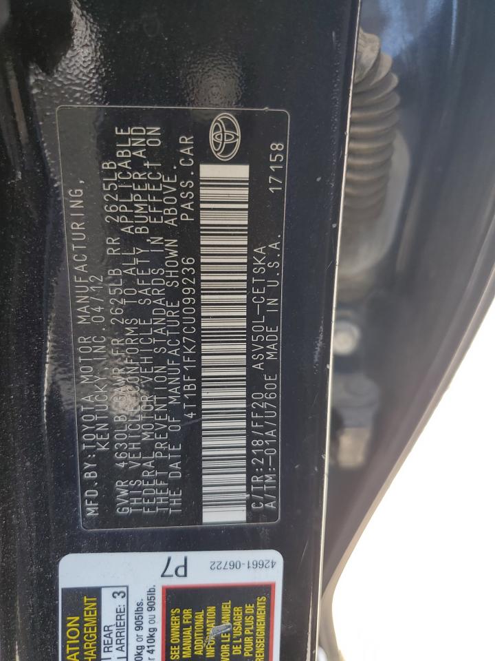 2012 TOYOTA CAMRY BASE photo 34