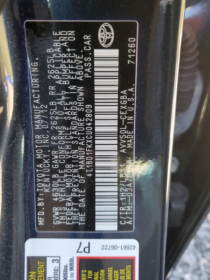 2012 TOYOTA CAMRY photo 12