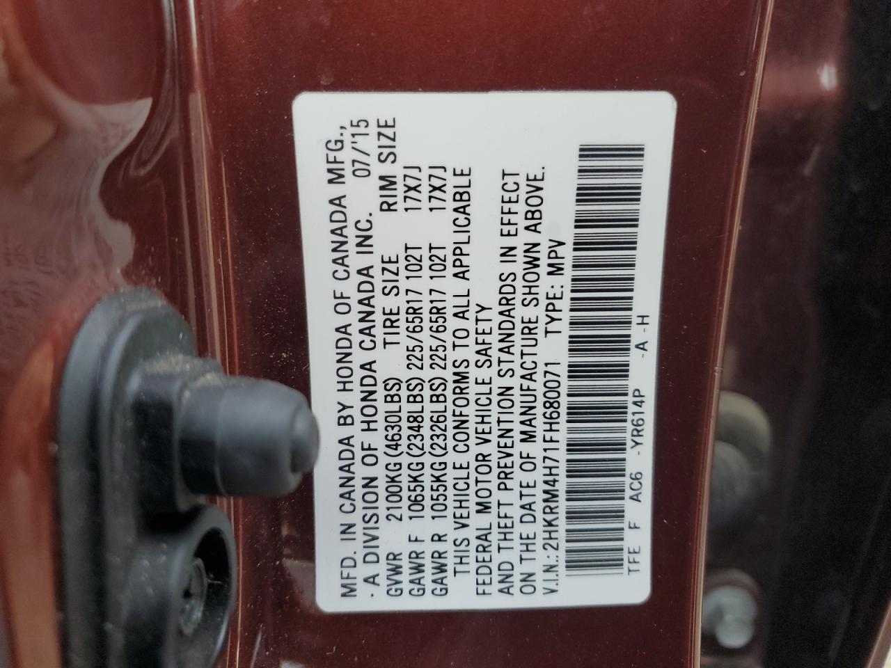 2015 HONDA CR-V EXL photo 13