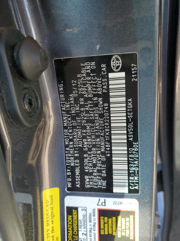 2012 TOYOTA CAMRY BASE photo 12