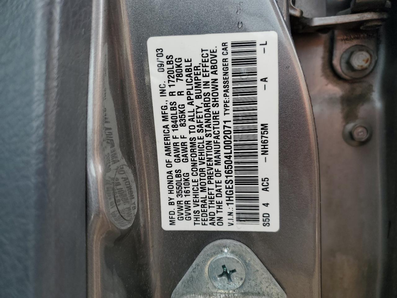 2004 HONDA CIVIC LX photo 23