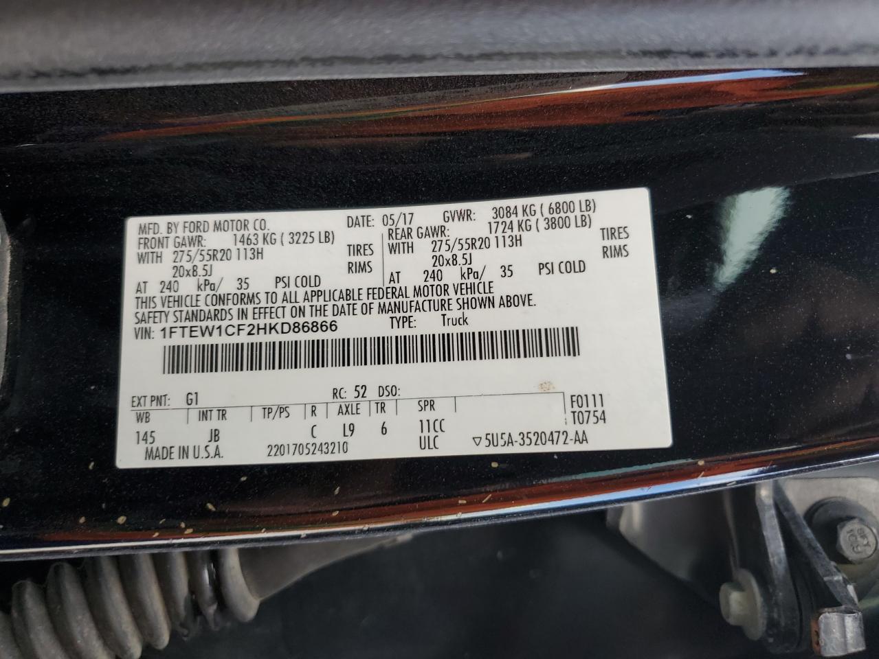 2017 FORD F150 SUPERCREW photo 12