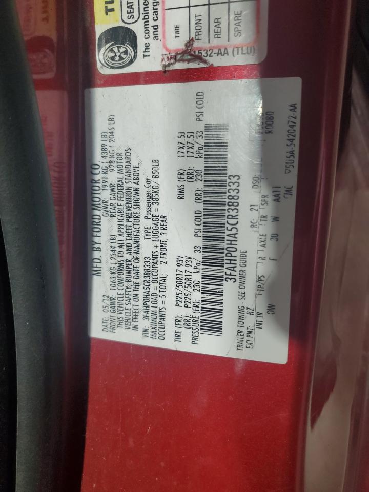 2012 FORD FUSION SE photo 12