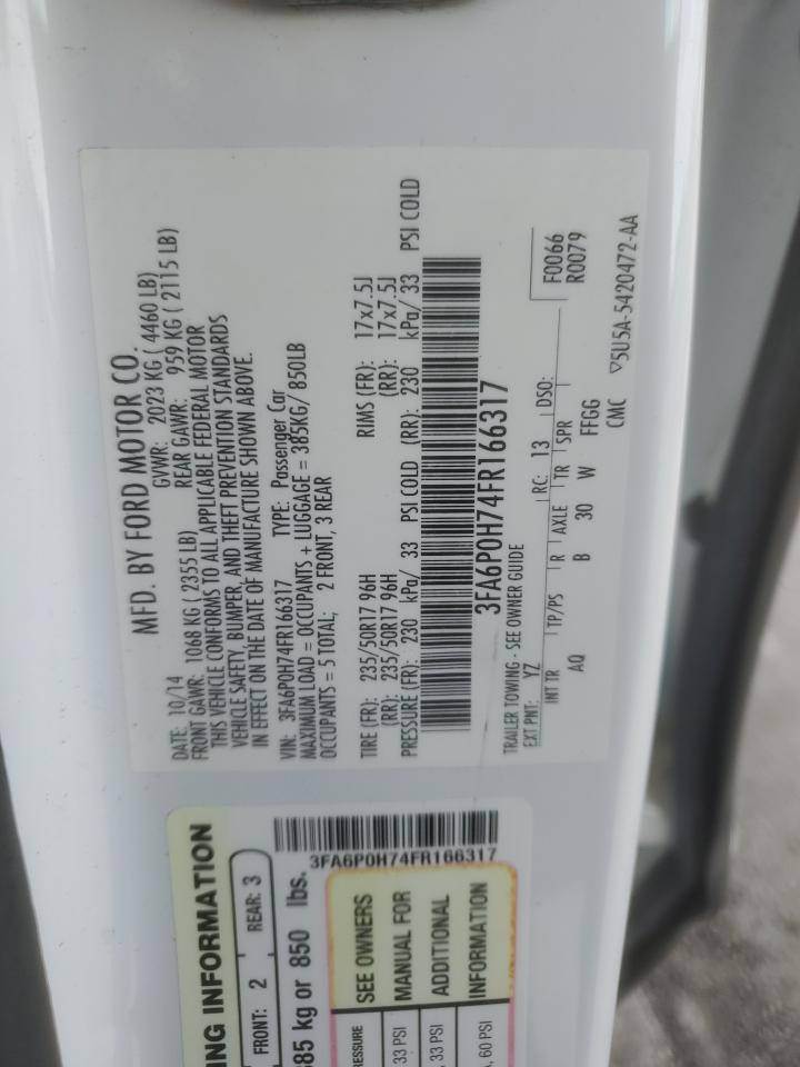 2015 FORD FUSION SE photo 12