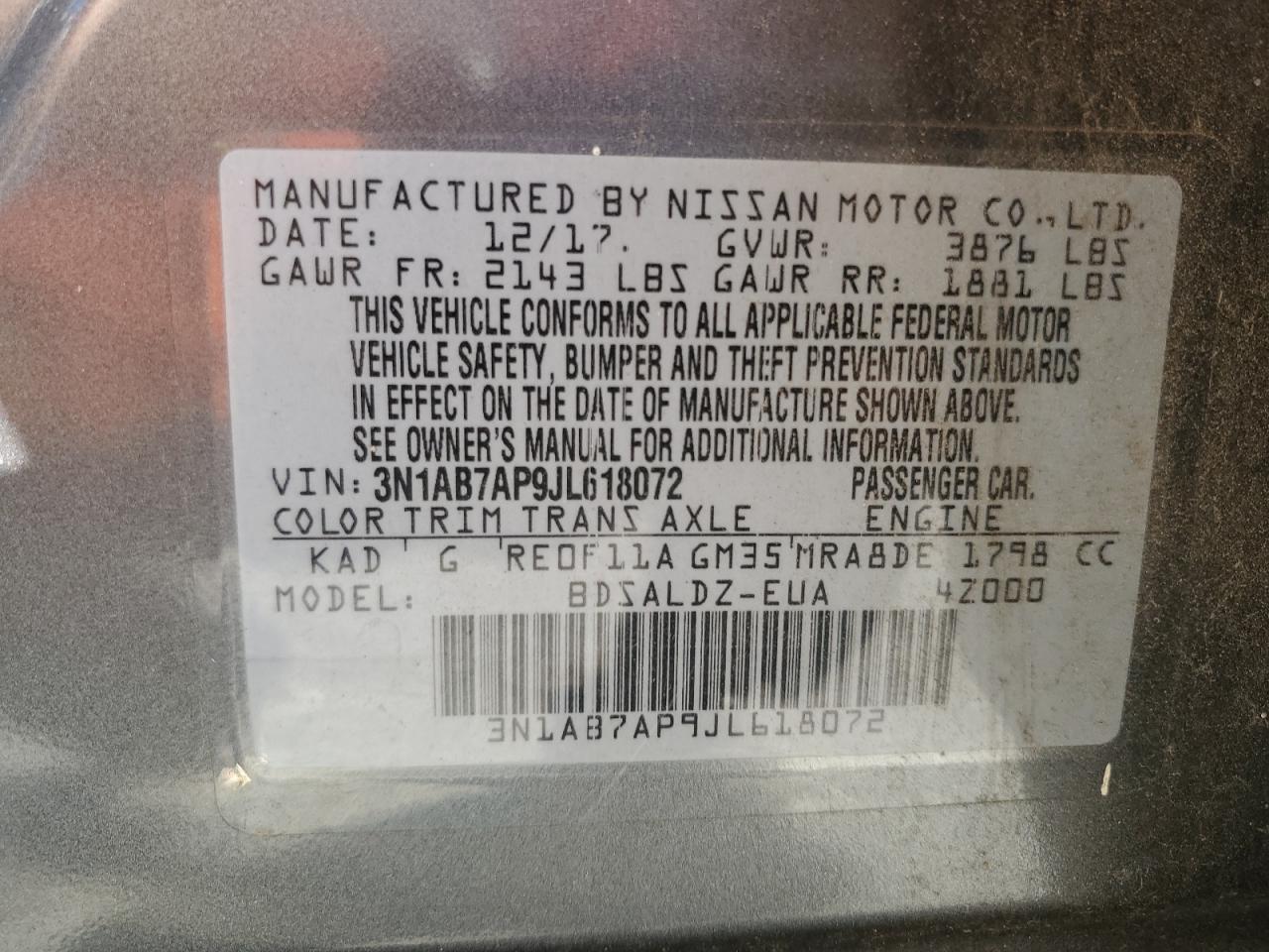 2018 NISSAN SENTRA SV photo 12