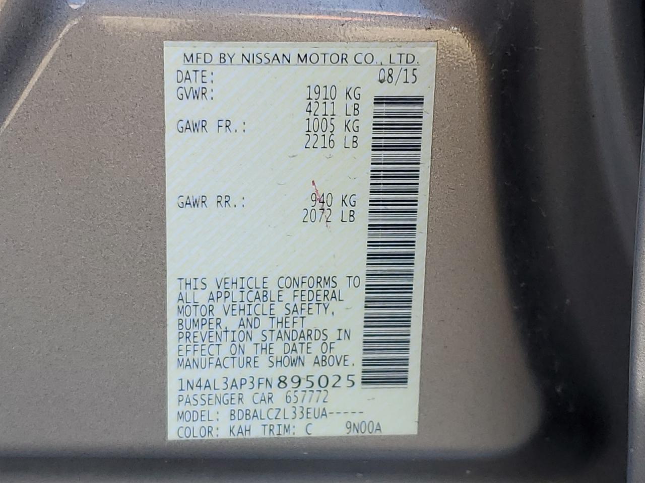 2015 NISSAN ALTIMA 2.5 photo 23