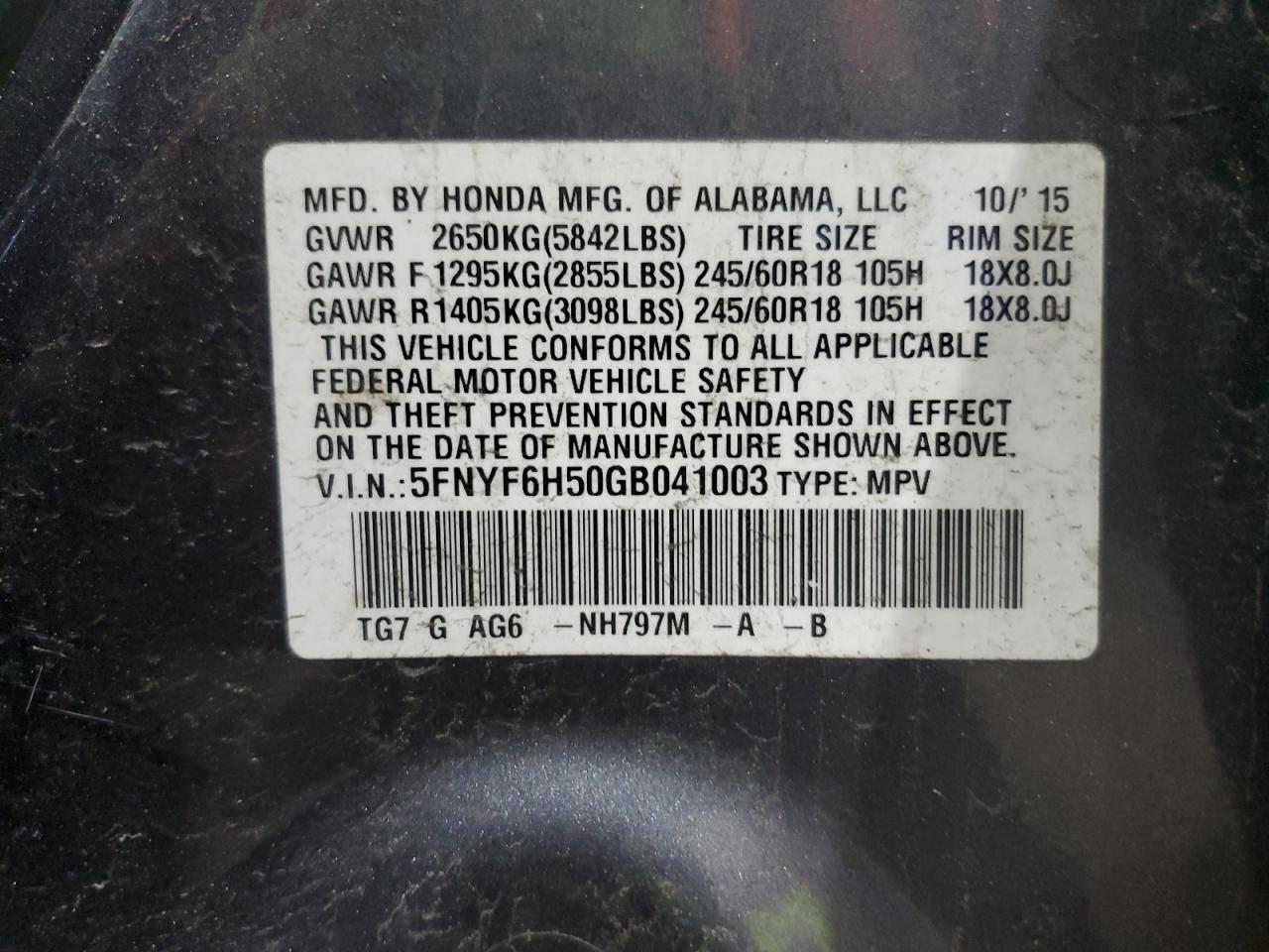 2016 HONDA PILOT EXL photo 13