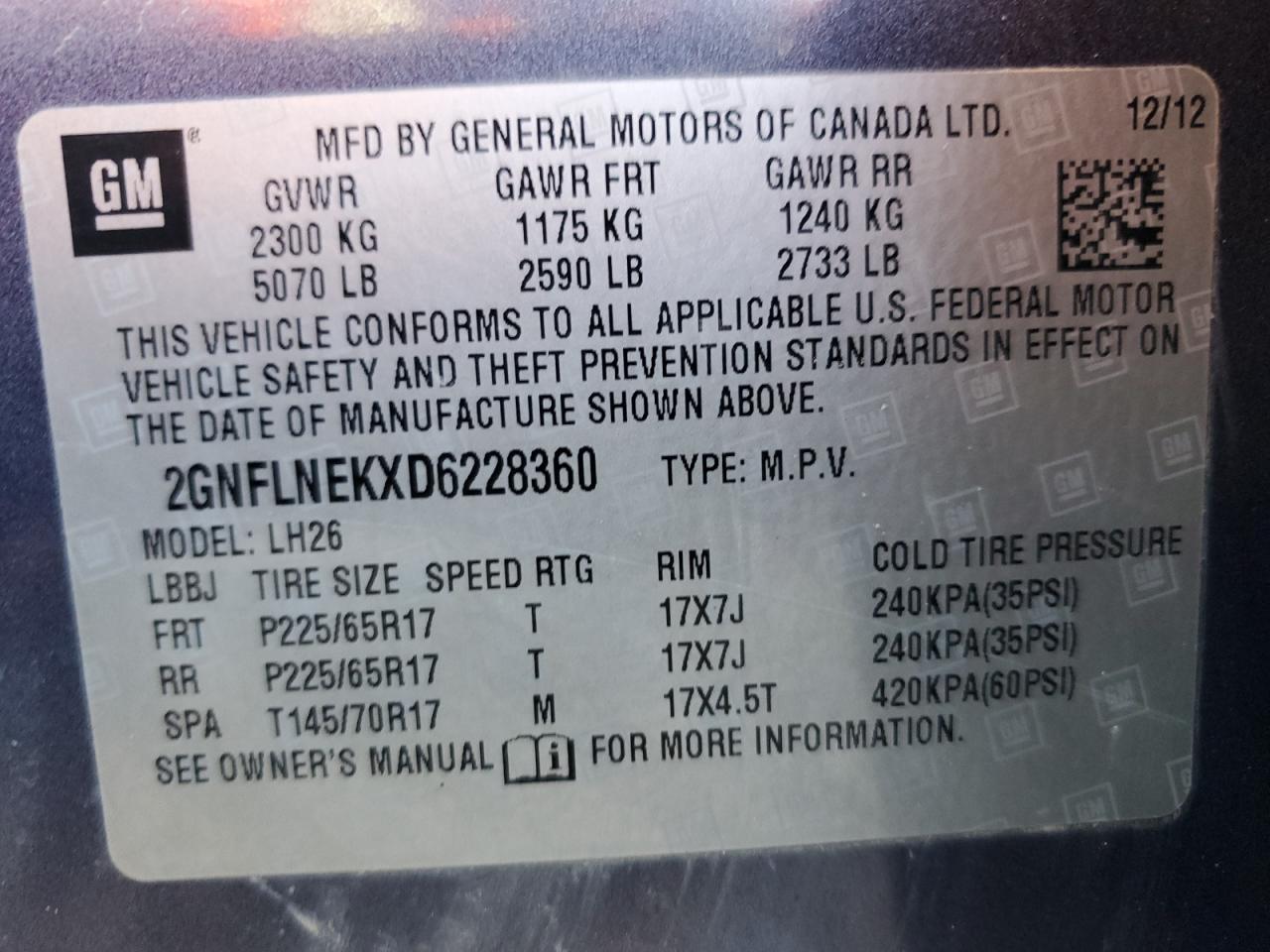 2013 CHEVROLET EQUINOX LT photo 14