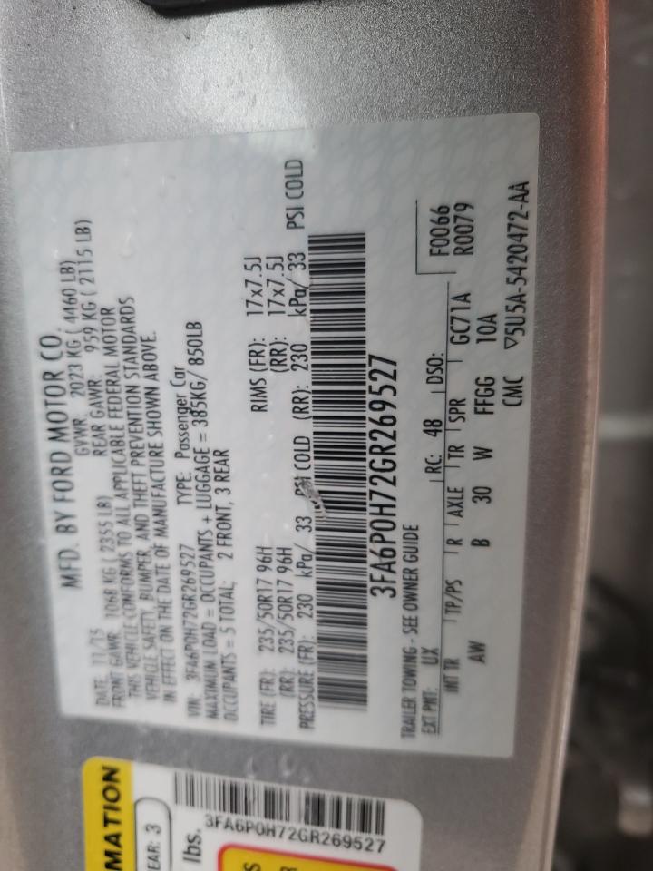 2016 FORD FUSION SE photo 12