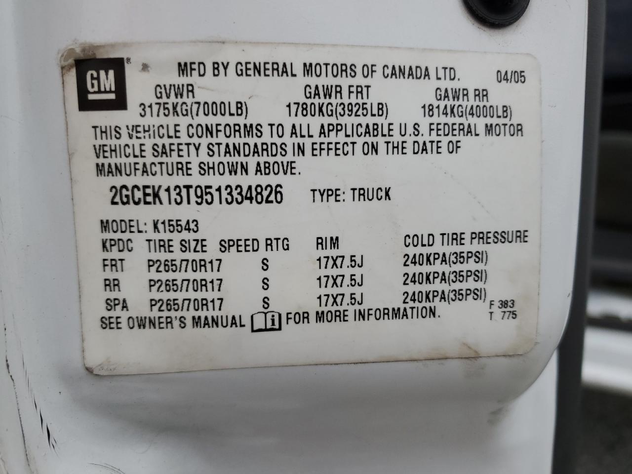 2005 CHEVROLET SILVERADO K1500 photo 12