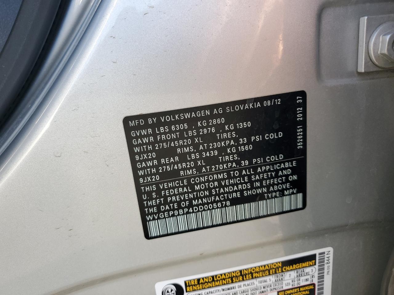 2013 VOLKSWAGEN TOUAREG V6 TDI photo 12