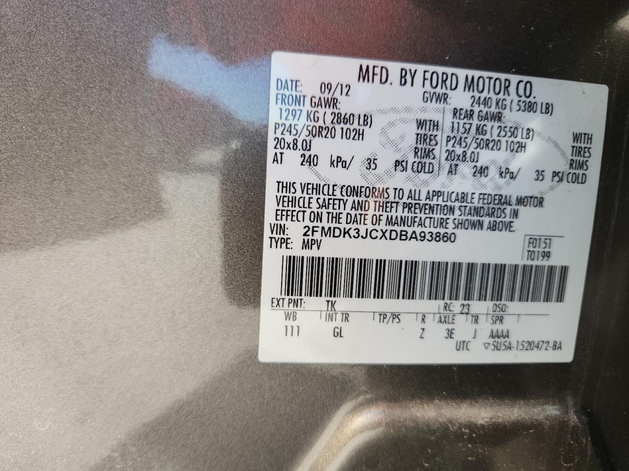 2013 FORD EDGE SEL photo 13