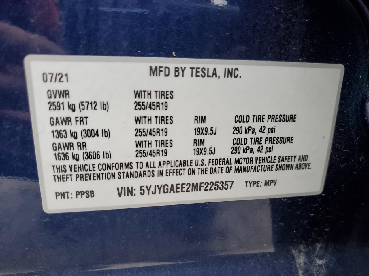 2021 TESLA MODEL Y photo 14