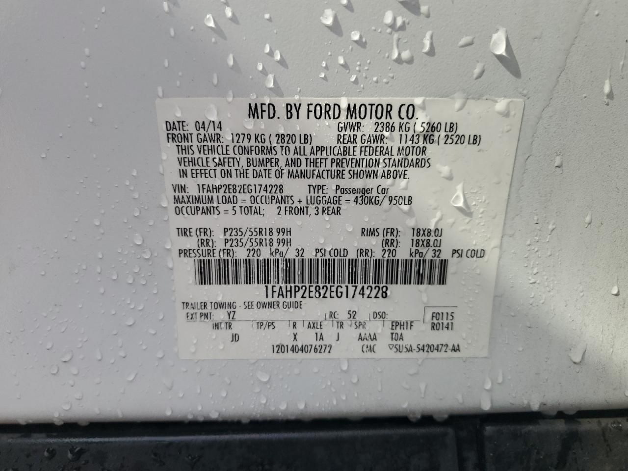 2014 FORD TAURUS SEL photo 25