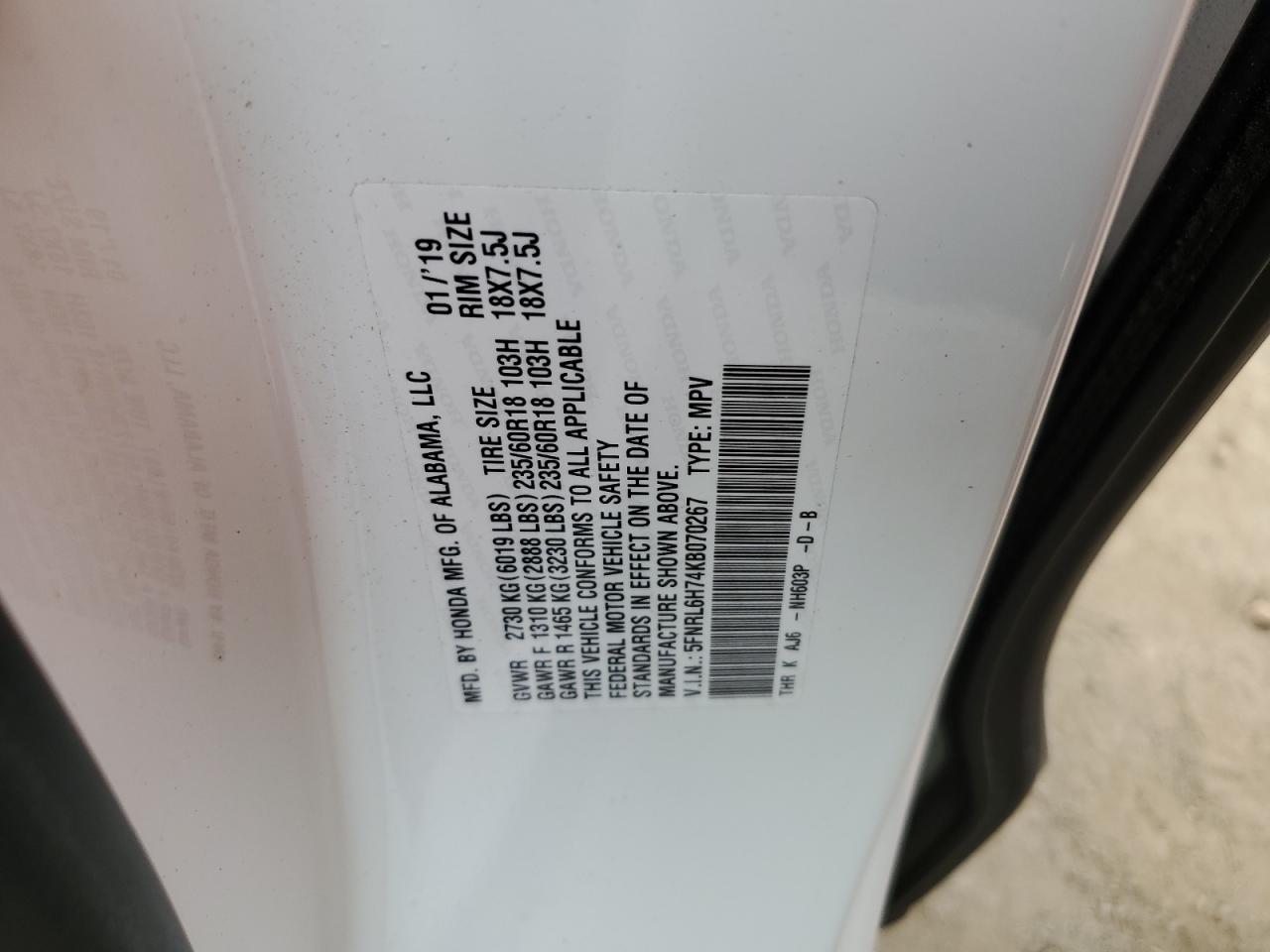 2019 HONDA ODYSSEY EXL photo 25