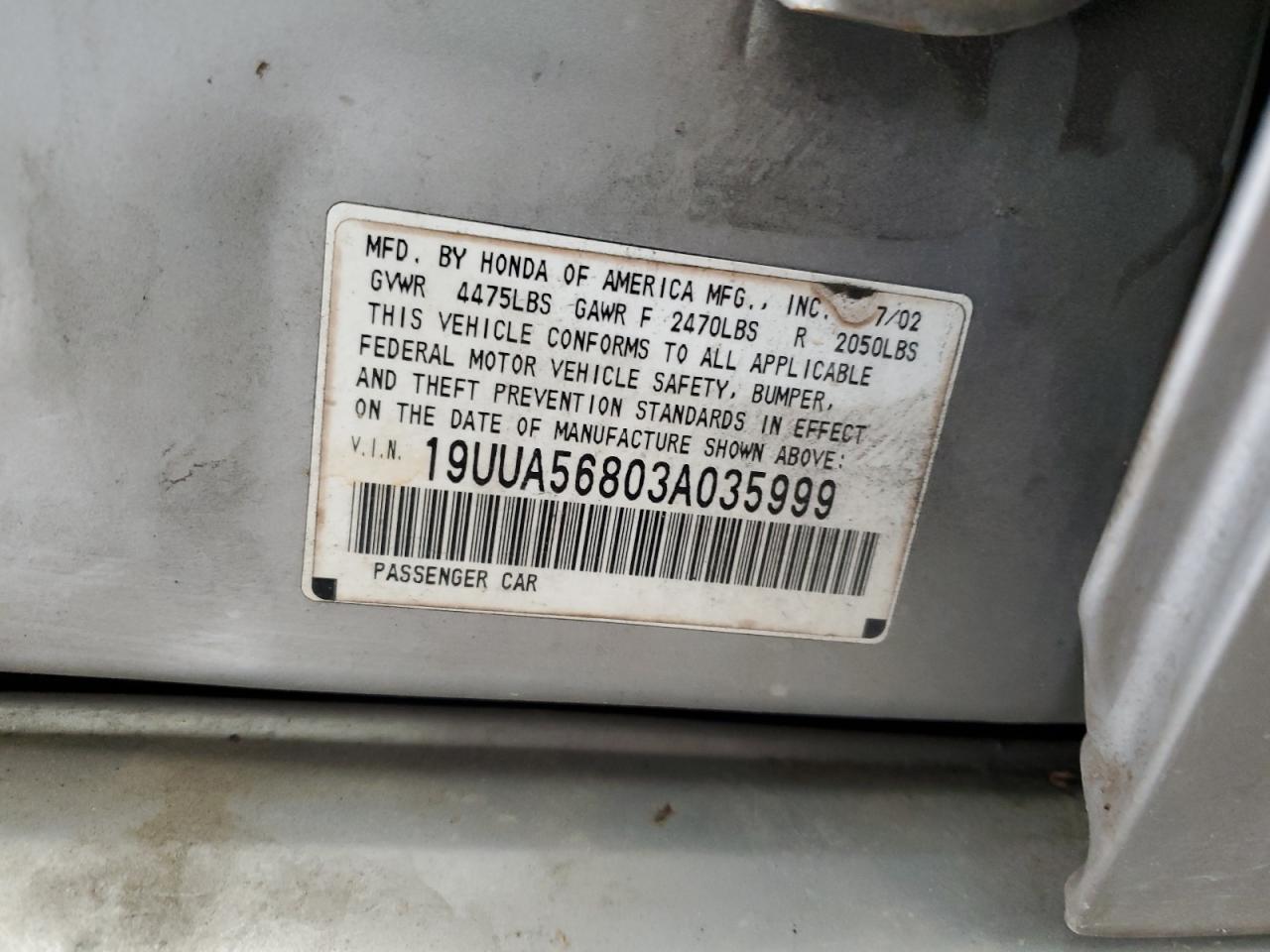 2003 ACURA 3.2TL TYPE-S photo 45