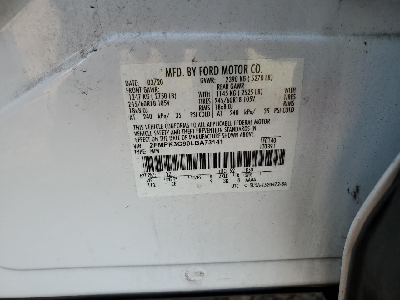 2020 FORD EDGE SE photo 14