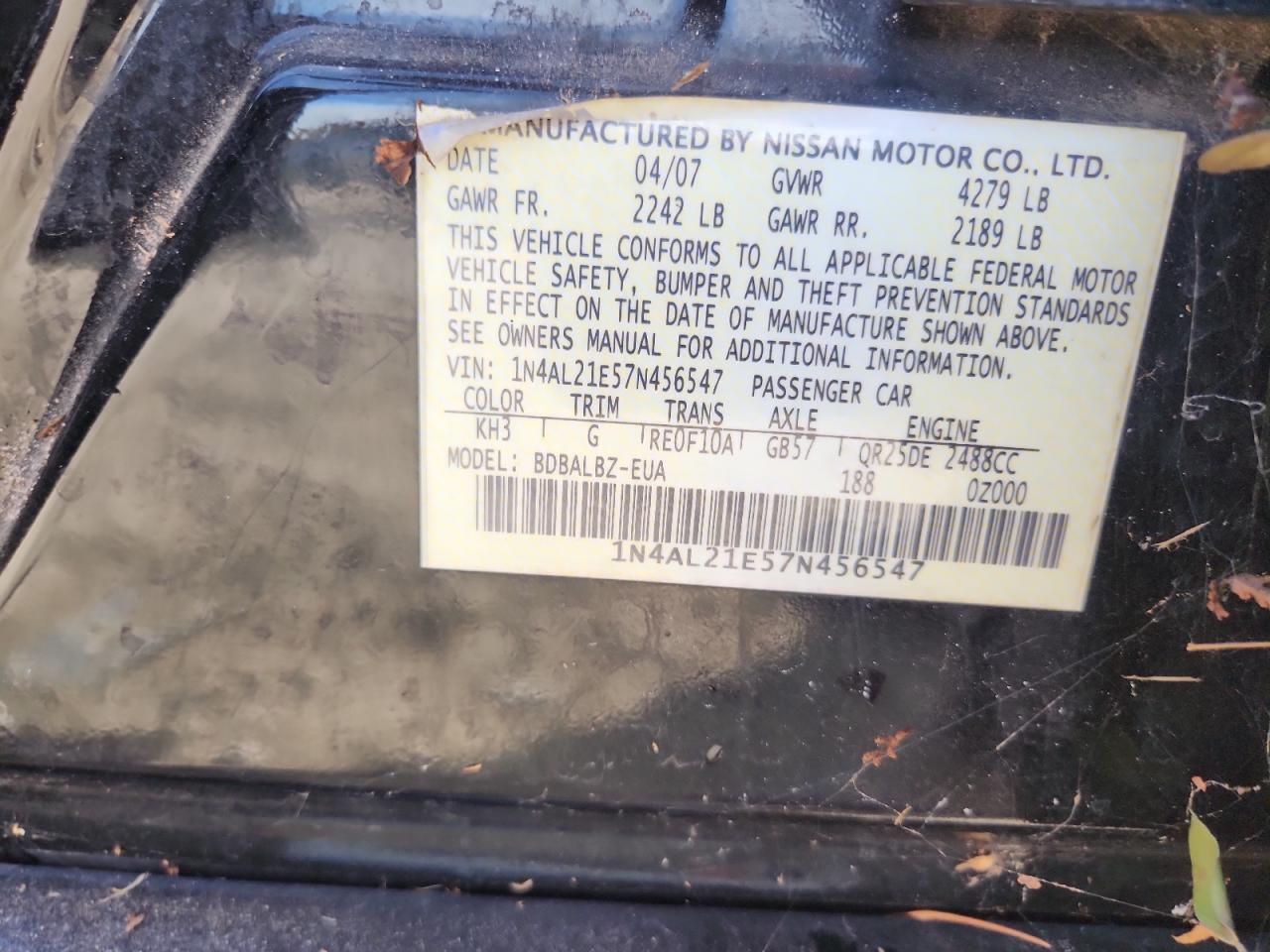 2007 NISSAN ALTIMA 2.5 photo 13