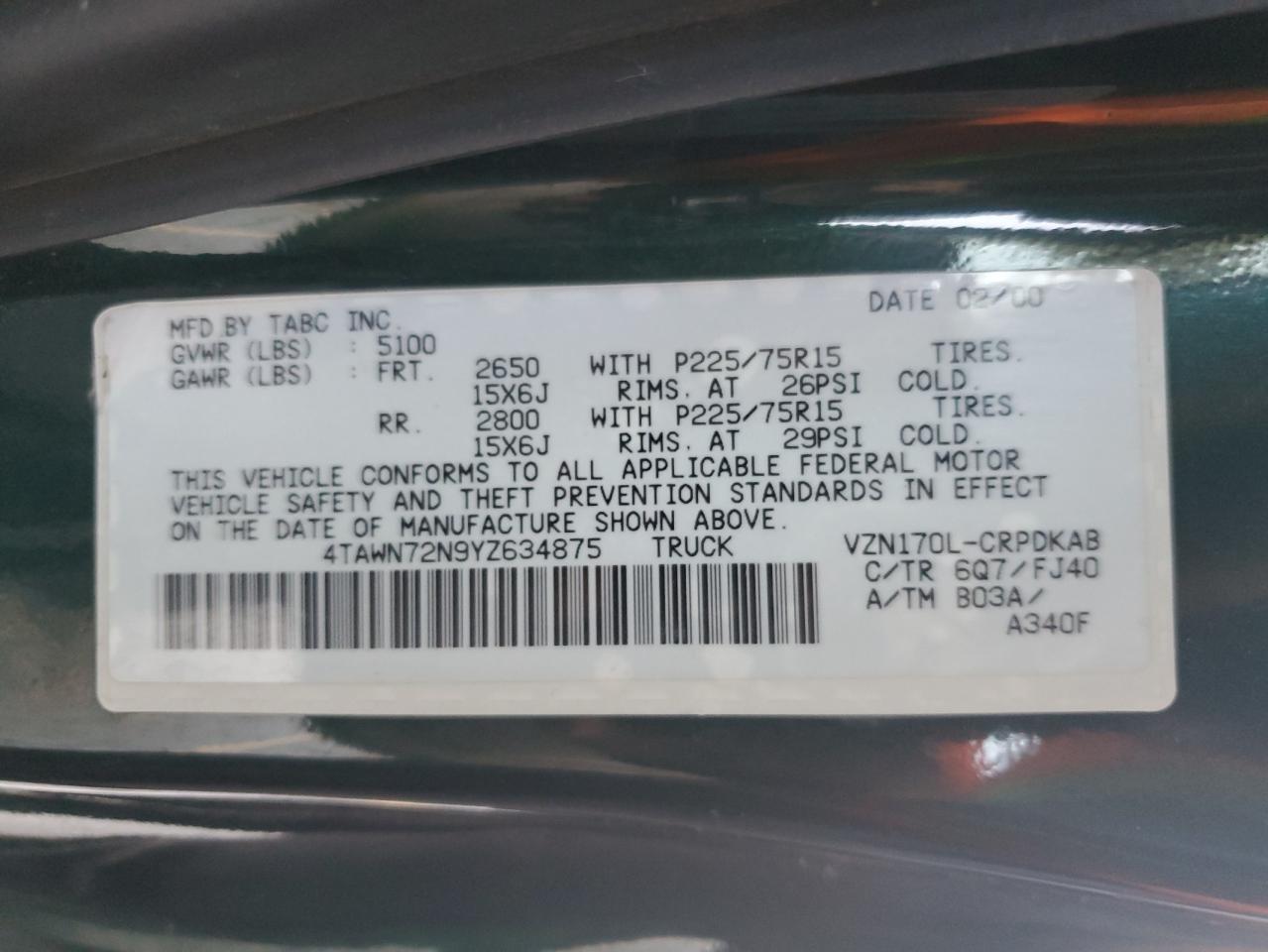 2000 TOYOTA TACOMA V6 photo 23