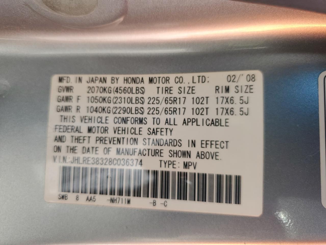 2008 HONDA CR-V LX photo 27