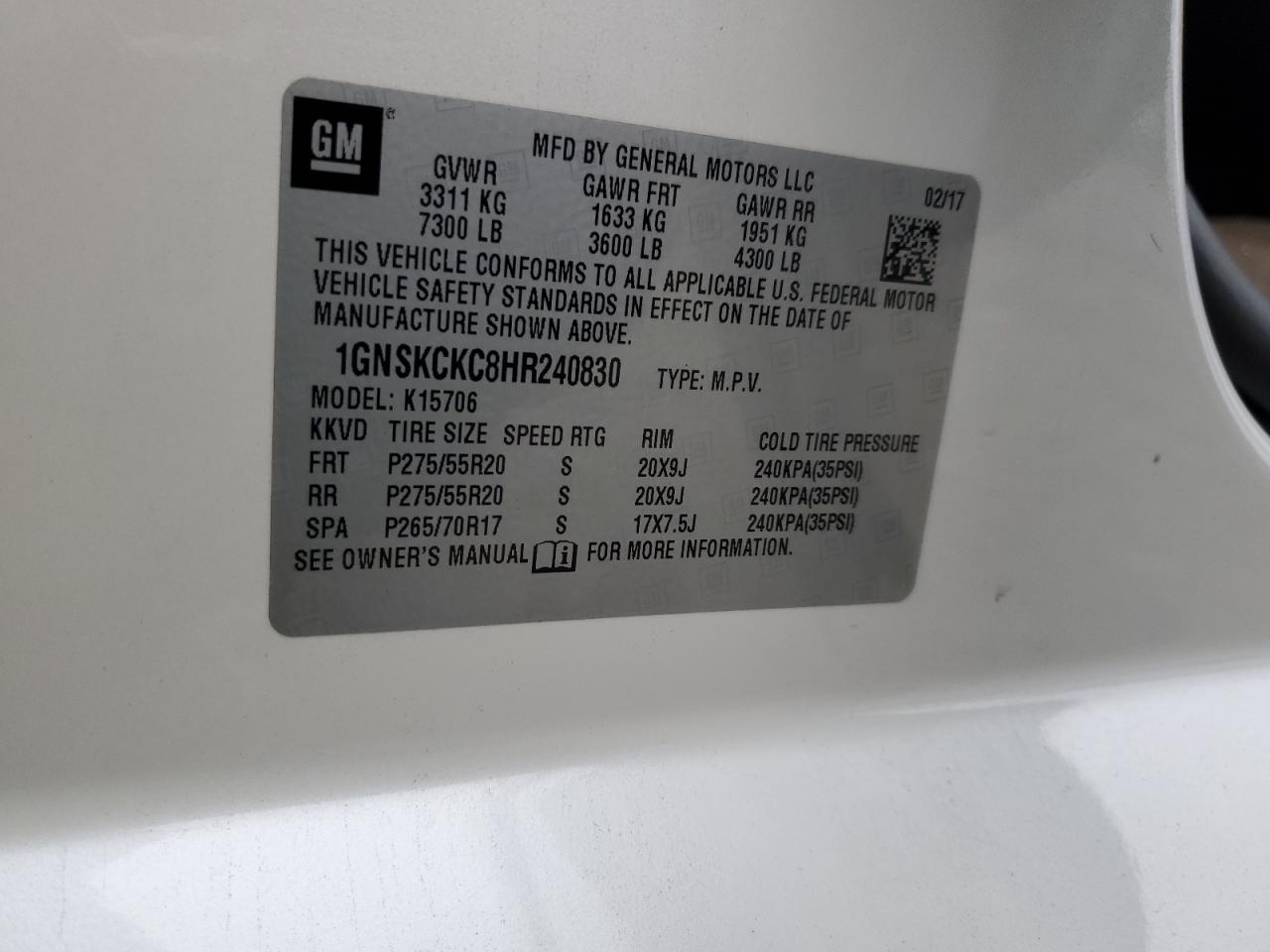 2017 CHEVROLET TAHOE K1500 PREMIER photo 13