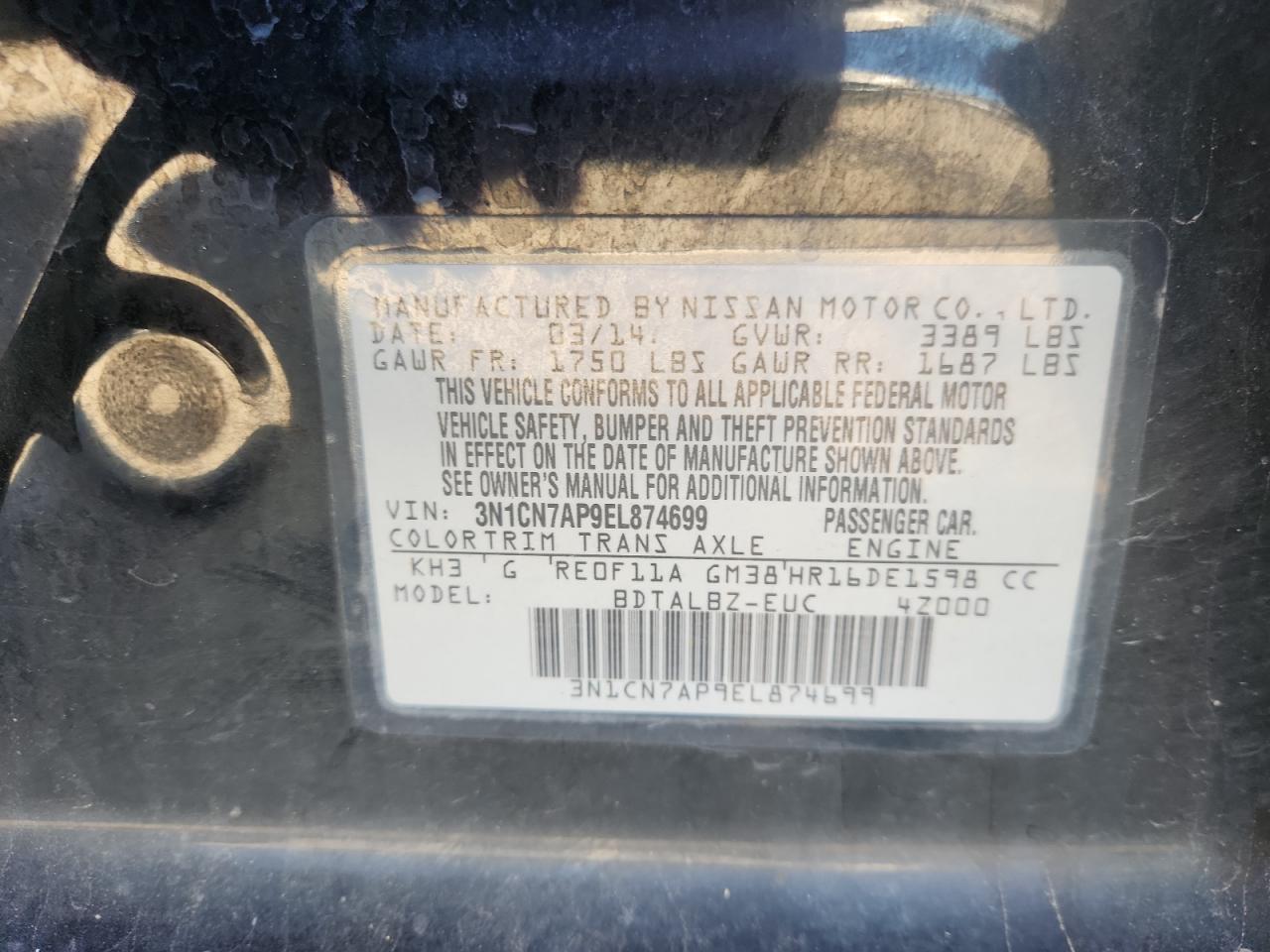 2014 NISSAN VERSA 1.6 SV photo 34