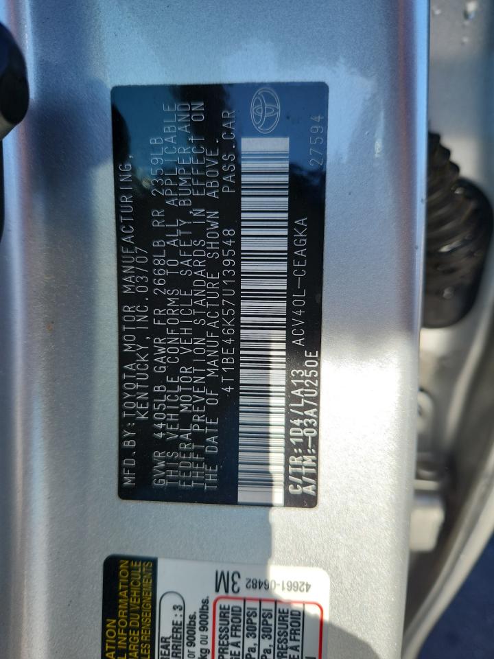 2007 TOYOTA CAMRY XLE photo 12