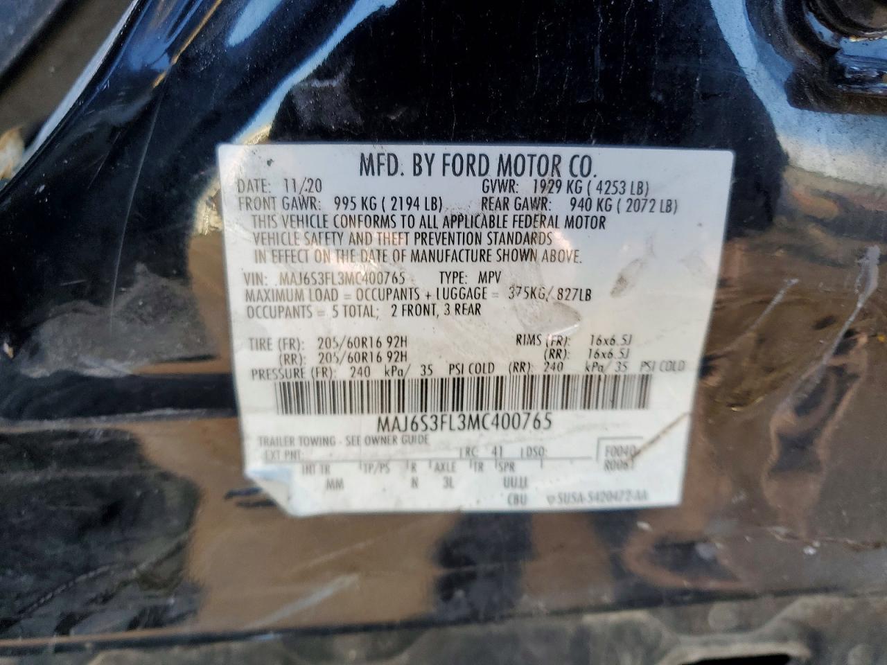 2021 FORD ECOSPORT S photo 12