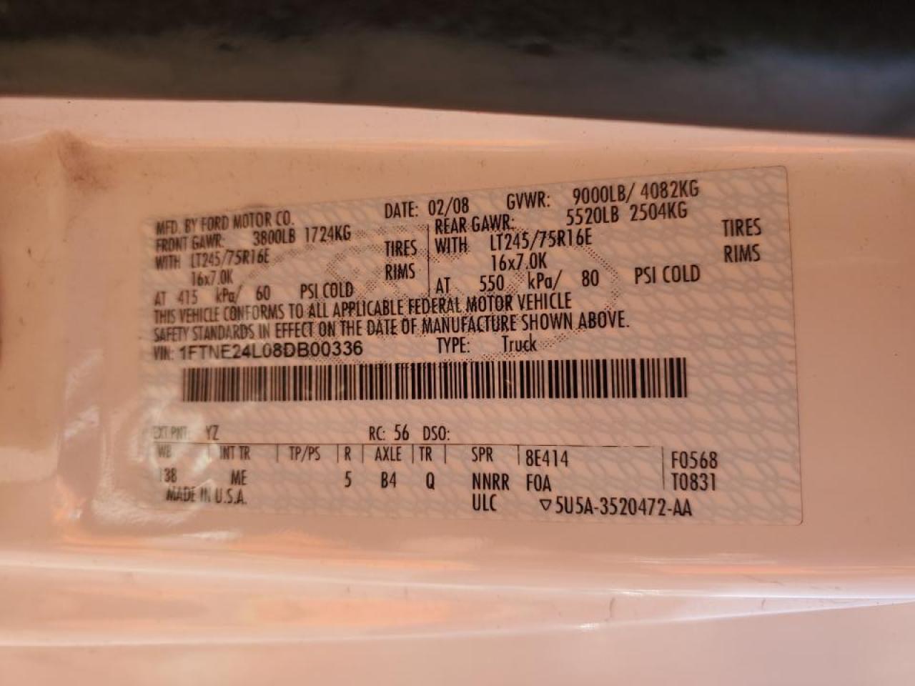 2008 FORD E250 UTILITY / SERVICE VAN photo 13