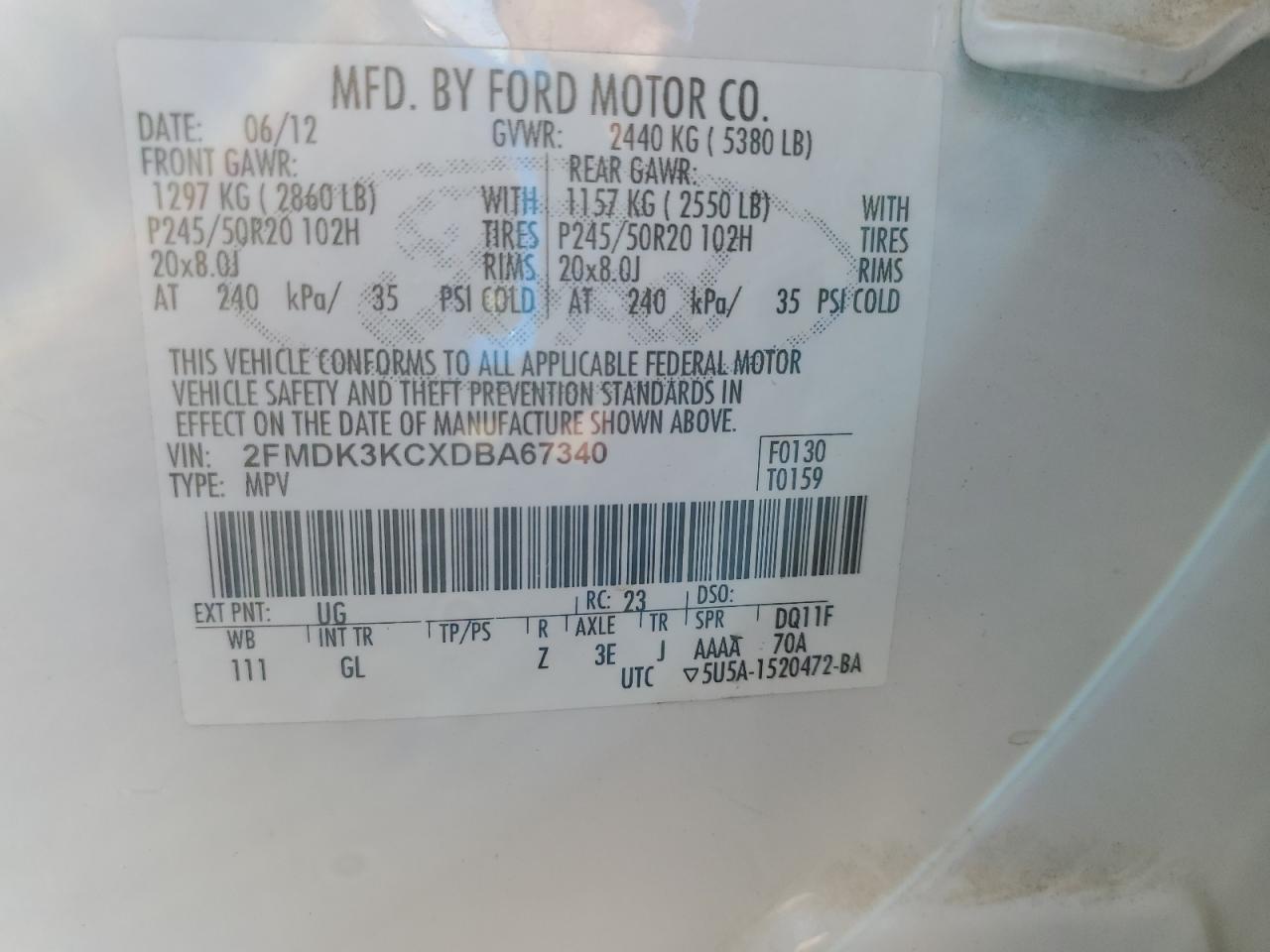2013 FORD EDGE LIMITED photo 23
