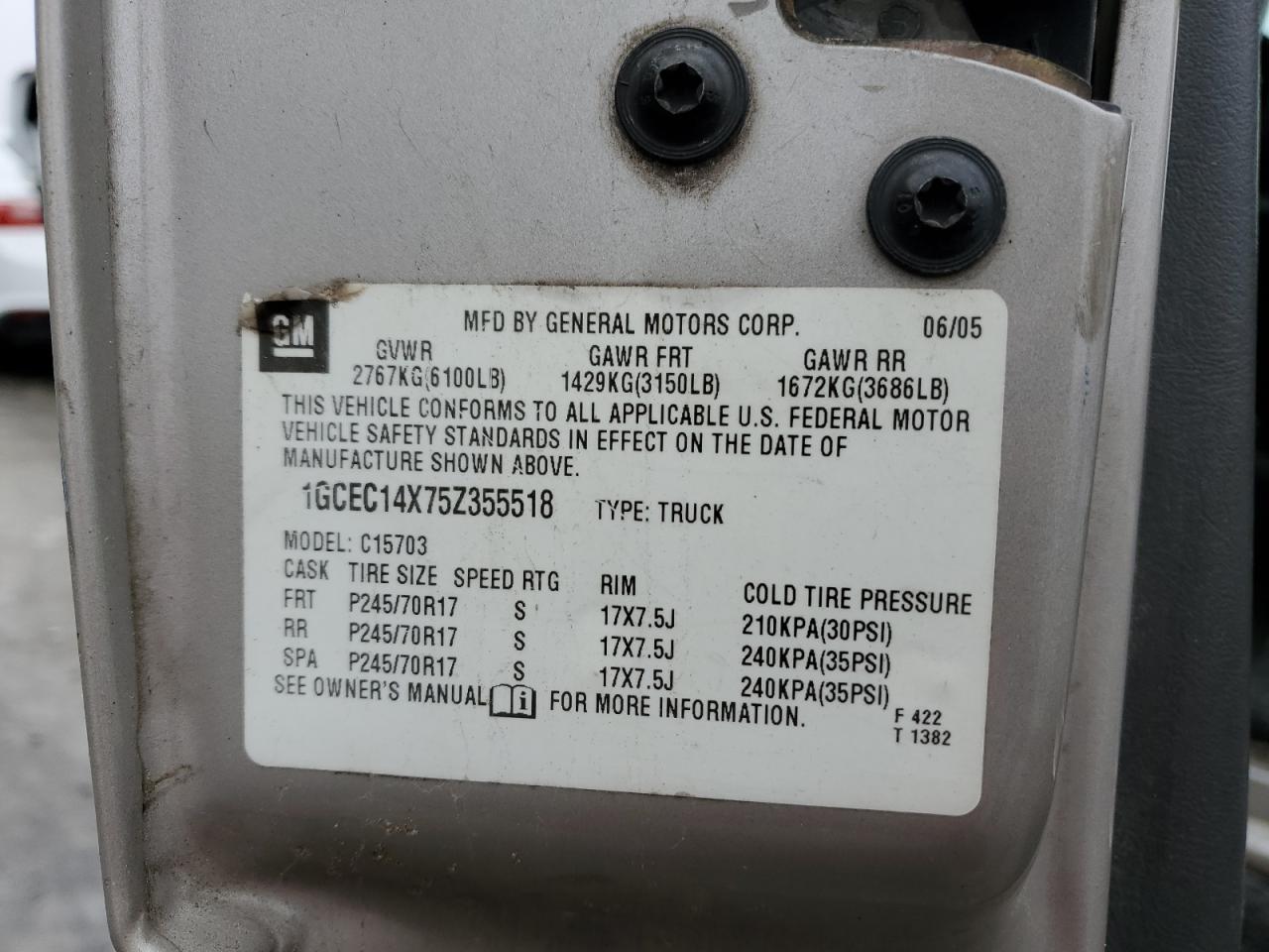 2005 CHEVROLET SILVERADO C1500 photo 12