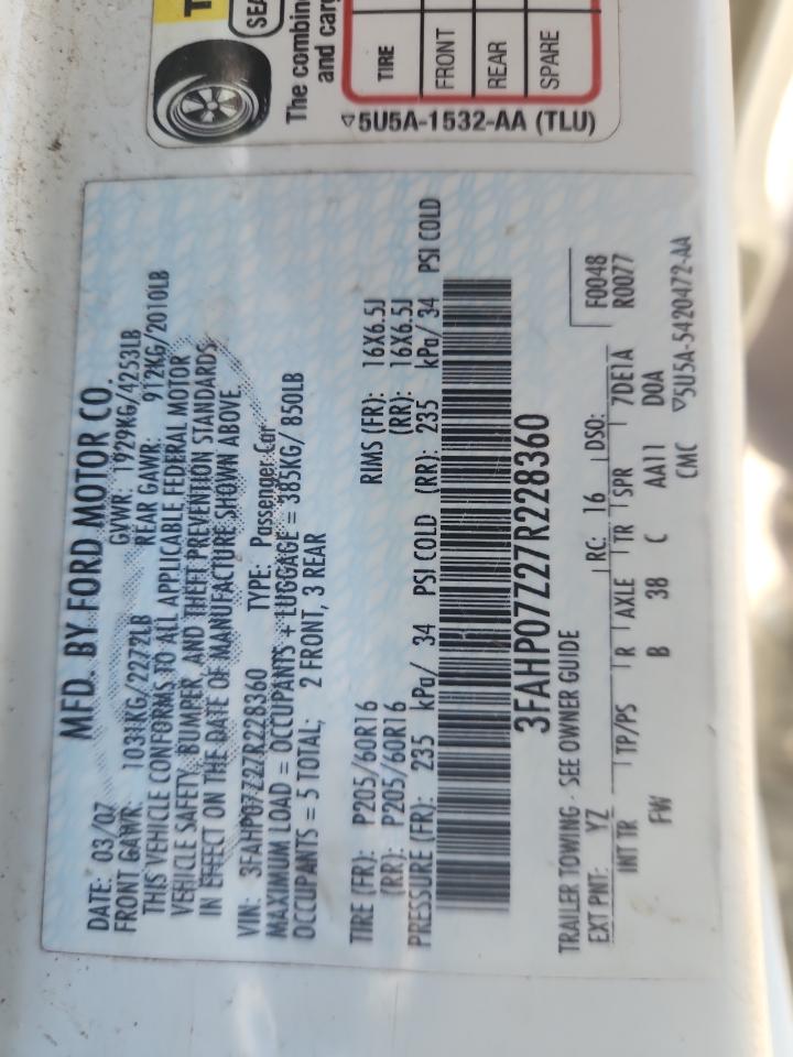 2007 FORD FUSION SE photo 23