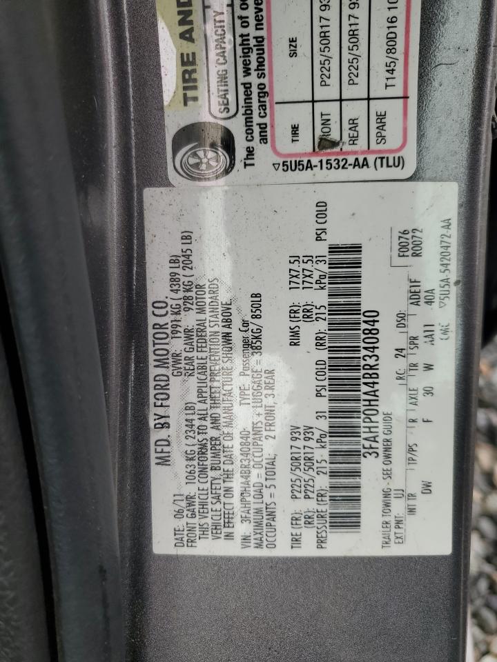 2011 FORD FUSION SE photo 12