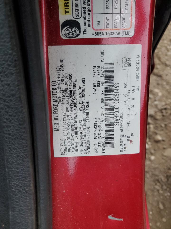 2012 FORD FUSION SEL photo 12