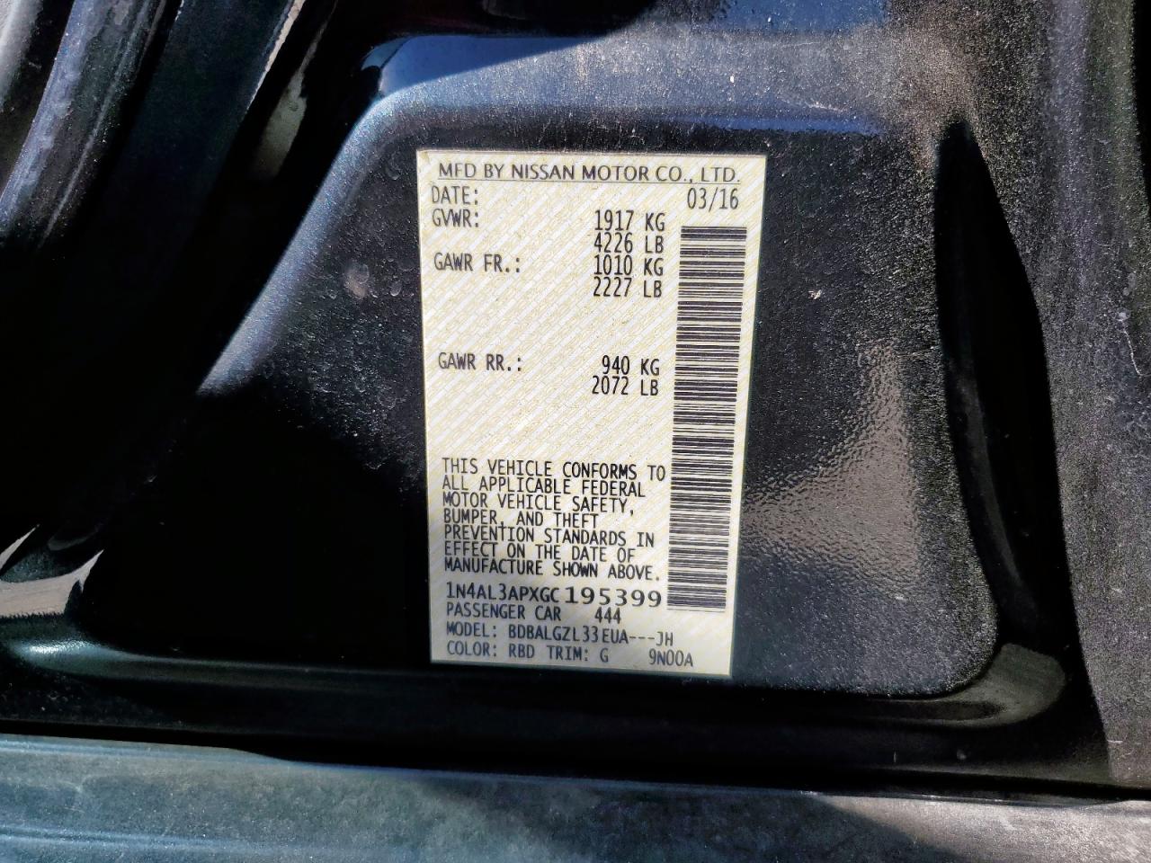 2016 NISSAN ALTIMA 2.5 S photo 12