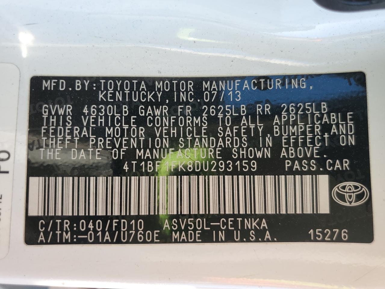 2013 TOYOTA CAMRY LE photo 49