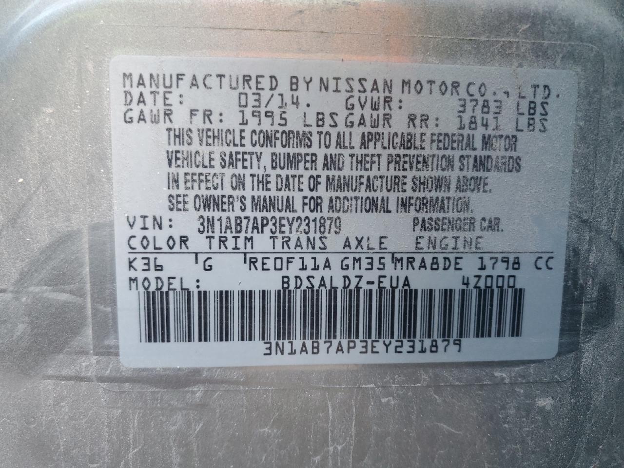 2014 NISSAN SENTRA SV photo 34