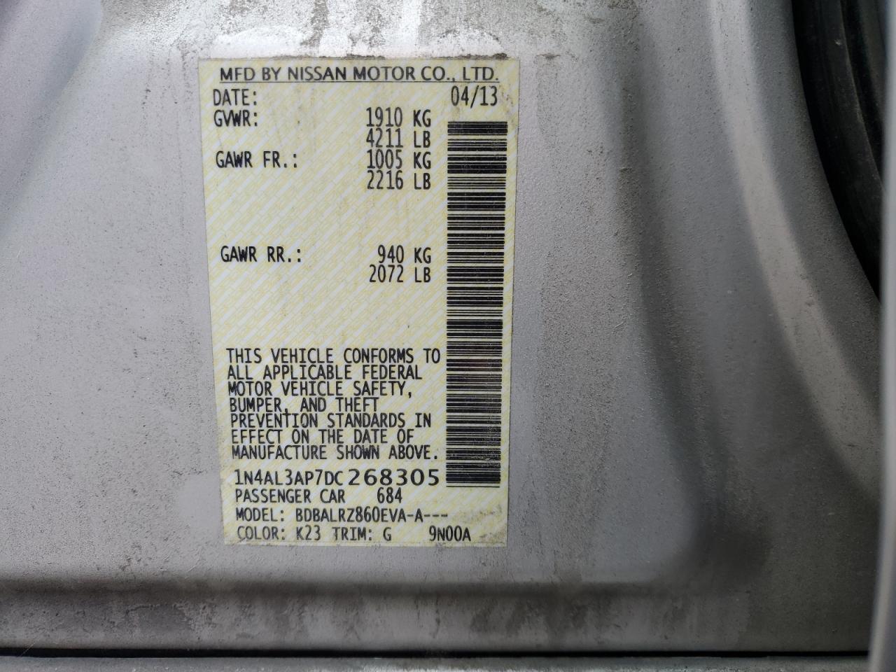 2013 NISSAN ALTIMA 2.5 photo 12