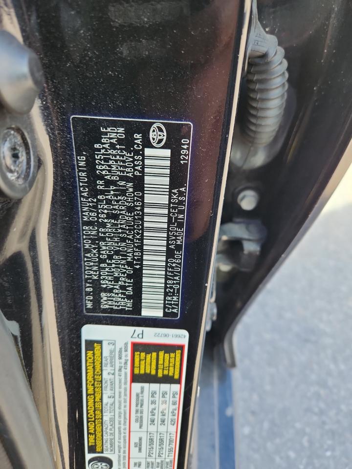 2012 TOYOTA CAMRY BASE photo 13
