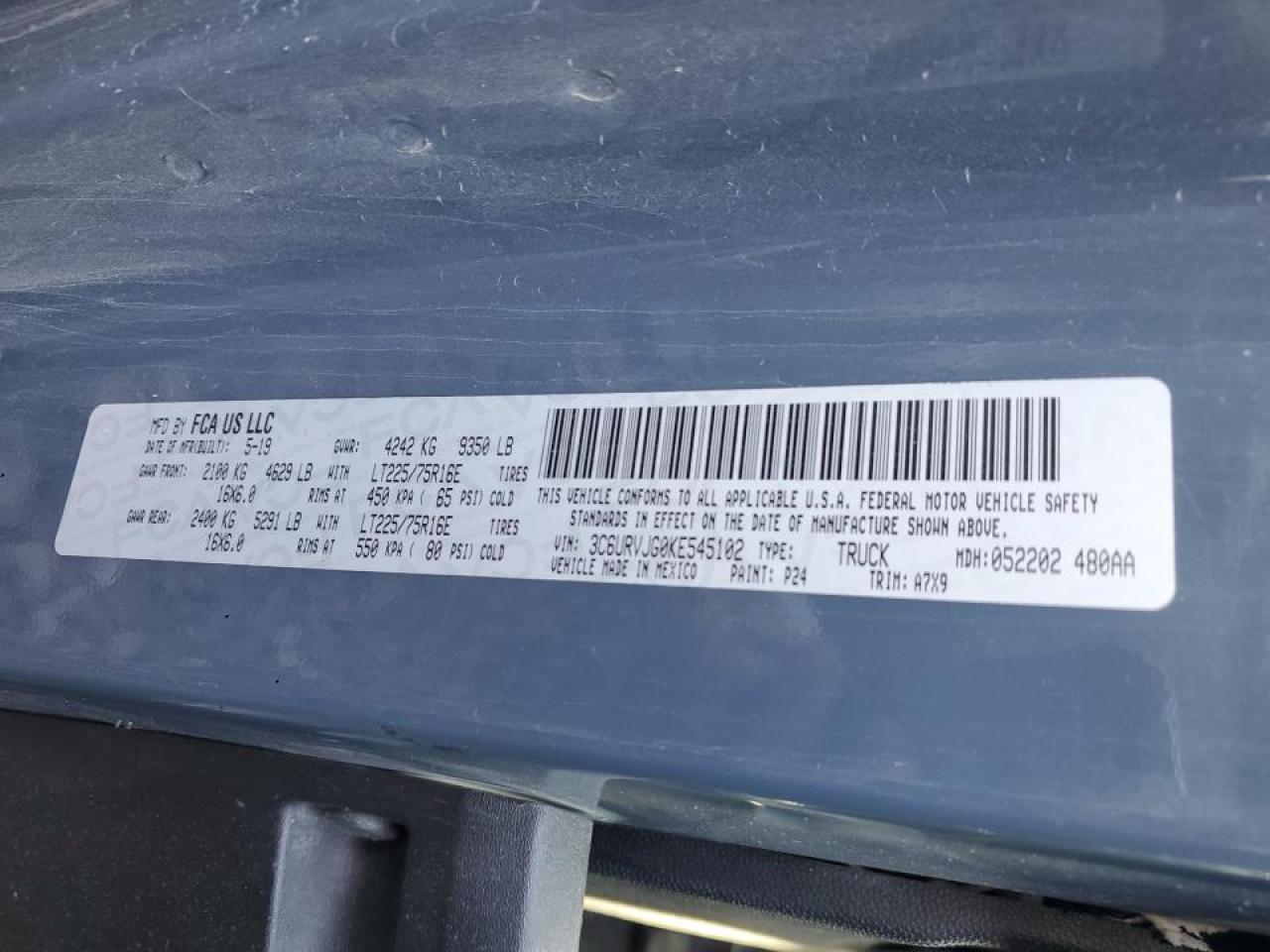 2019 RAM PROMASTER 3500 DELIVERY VAN photo 13